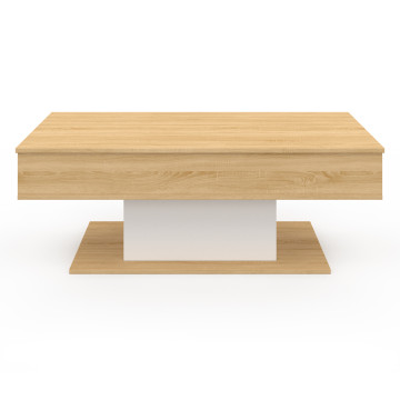Table basse Tania relevable bois et blanc