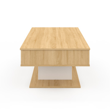 Table basse Tania relevable bois et blanc
