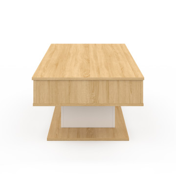 Table basse Tania relevable bois et blanc