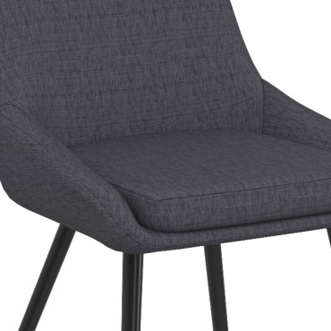 Chaises Ornella tissu gris foncé pieds métal noirs - lot de 6