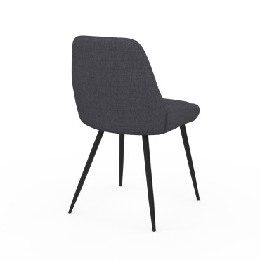 Chaises Ornella tissu gris foncé pieds métal noirs - lot de 6