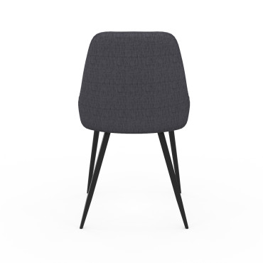 Chaises Ornella tissu gris foncé pieds métal noirs - lot de 6