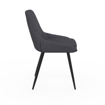 Chaises Ornella tissu gris foncé pieds métal noirs - lot de 6
