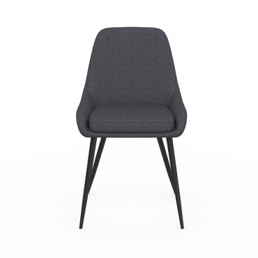 Chaises Ornella tissu gris foncé pieds métal noirs - lot de 6