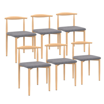 Chaises Adam tissu gris pieds effet bois - lot de 6