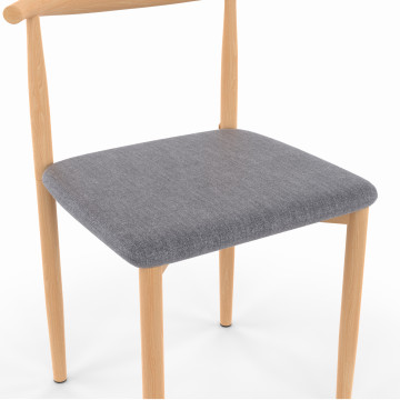 Chaises Adam tissu gris pieds effet bois - lot de 6