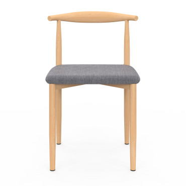 Chaises Adam tissu gris pieds effet bois - lot de 6