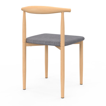 Chaises Adam tissu gris pieds effet bois - lot de 6
