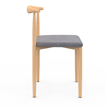 Chaises Adam tissu gris pieds effet bois - lot de 6