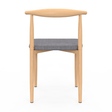Chaises Adam tissu gris pieds effet bois - lot de 6