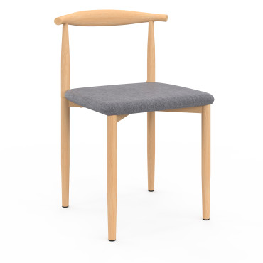 Chaises Adam tissu gris pieds effet bois - lot de 6