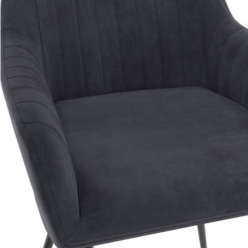 Chaises Ariana velours gris foncé pieds métal - lot de 2