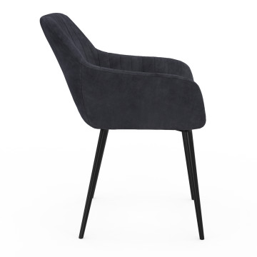 Chaises Ariana velours gris foncé pieds métal - lot de 2