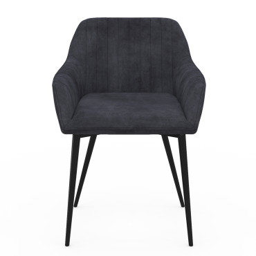 Chaises Ariana velours gris foncé pieds métal - lot de 2
