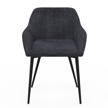 Chaises Ariana velours gris foncé pieds métal - lot de 2