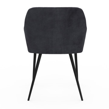 Chaises Ariana velours gris foncé pieds métal - lot de 2