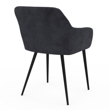 Chaises Ariana velours gris foncé pieds métal - lot de 2