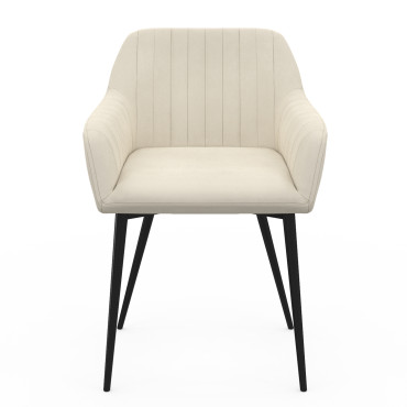Chaises Ariana velours crème pieds métal - lot de 2