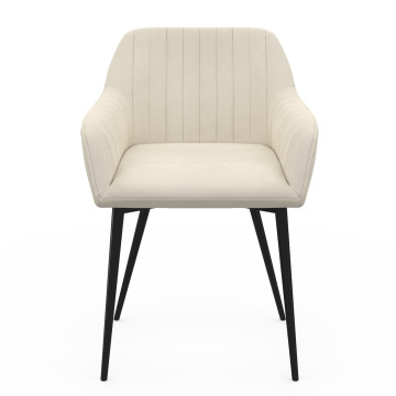 Chaises Ariana velours crème pieds métal - lot de 2