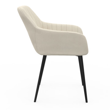 Chaises Ariana velours crème pieds métal - lot de 2