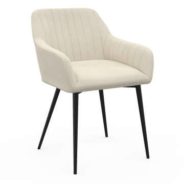 Chaises Ariana velours crème pieds métal - lot de 2