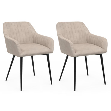 Chaises Ariana velours taupe pieds métal - lot de 2