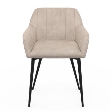 Chaises Ariana velours taupe pieds métal - lot de 2