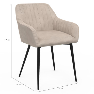 Chaises Ariana velours taupe pieds métal - lot de 2