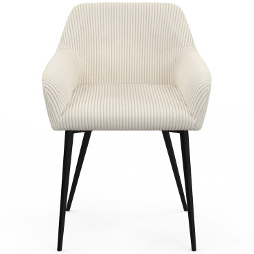 Chaises Jenny velours côtelé crème pieds métal - lot de 2