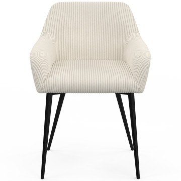 Chaises Jenny velours côtelé crème pieds métal - lot de 2