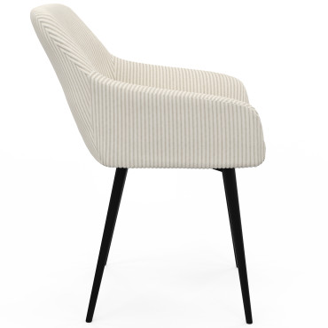 Chaises Jenny velours côtelé crème pieds métal - lot de 2