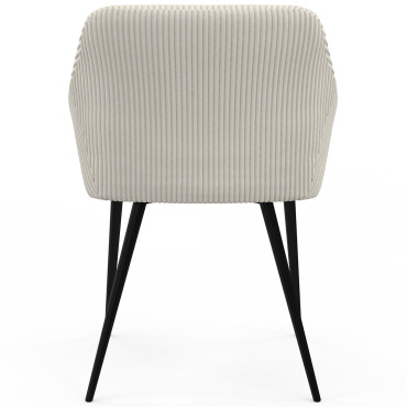 Chaises Jenny velours côtelé crème pieds métal - lot de 2