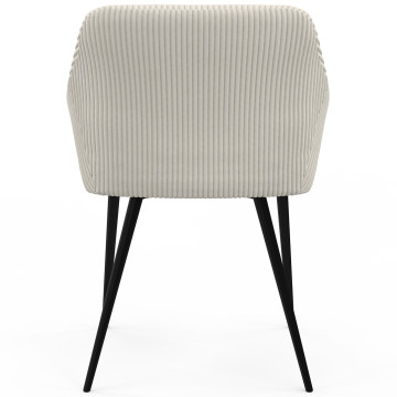 Chaises Jenny velours côtelé crème pieds métal - lot de 2