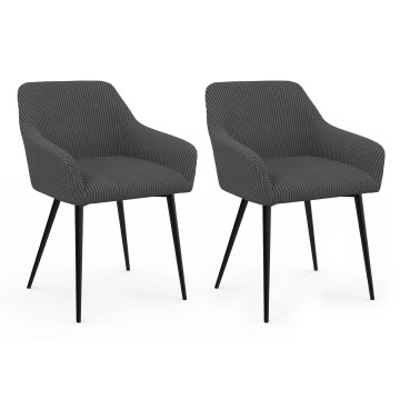 Chaises Jenny velours côtelé gris pieds métal - lot de 2