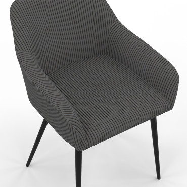 Chaises Jenny velours côtelé gris pieds métal - lot de 2