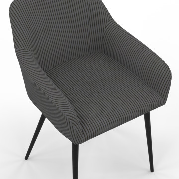 Chaises Jenny velours côtelé gris pieds métal - lot de 2