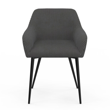 Chaises Jenny velours côtelé gris pieds métal - lot de 2