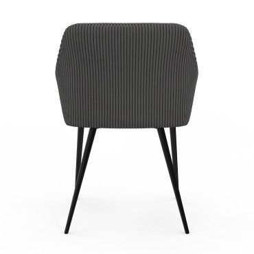 Chaises Jenny velours côtelé gris pieds métal - lot de 2