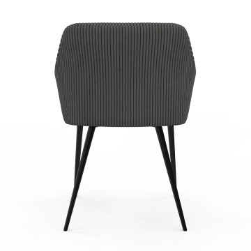 Chaises Jenny velours côtelé gris pieds métal - lot de 2