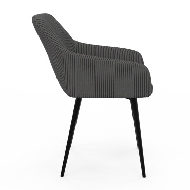 Chaises Jenny velours côtelé gris pieds métal - lot de 2