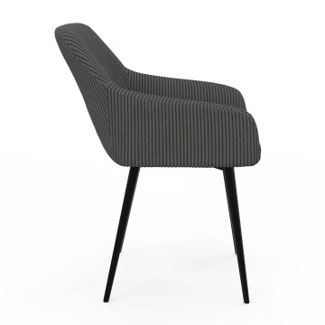 Chaises Jenny velours côtelé gris pieds métal - lot de 2