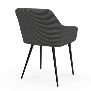 Chaises Jenny velours côtelé gris pieds métal - lot de 2