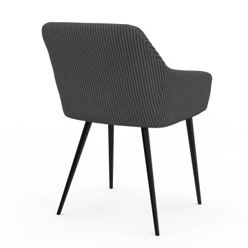 Chaises Jenny velours côtelé gris pieds métal - lot de 2