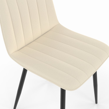 Chaises Fiona velours beige pieds métal noirs - lot de 6