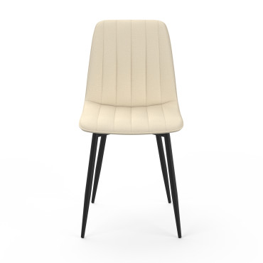 Chaises Fiona velours beige pieds métal noirs - lot de 6