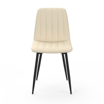 Chaises Fiona velours beige pieds métal noirs - lot de 6