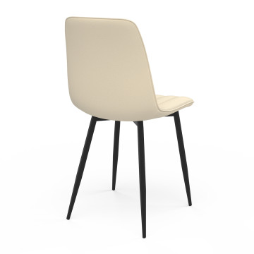 Chaises Fiona velours beige pieds métal noirs - lot de 6