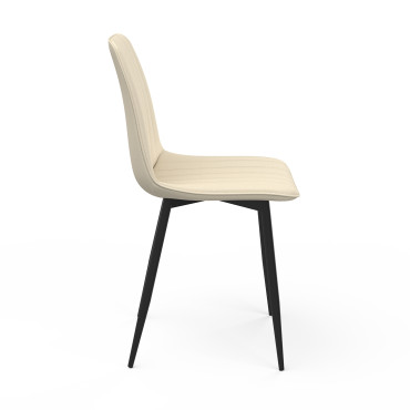 Chaises Fiona velours beige pieds métal noirs - lot de 6