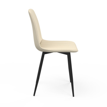 Chaises Fiona velours beige pieds métal noirs - lot de 6