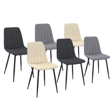  gris foncé et gris clair) pieds métal noirs - lot de 6